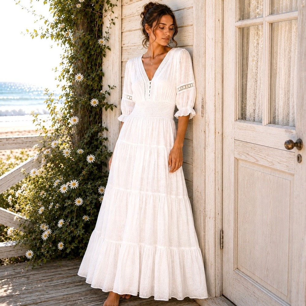 Anthropologie J Gee XL Maxi Dress Cottagecore Romantic Coquette Feminine Dainty